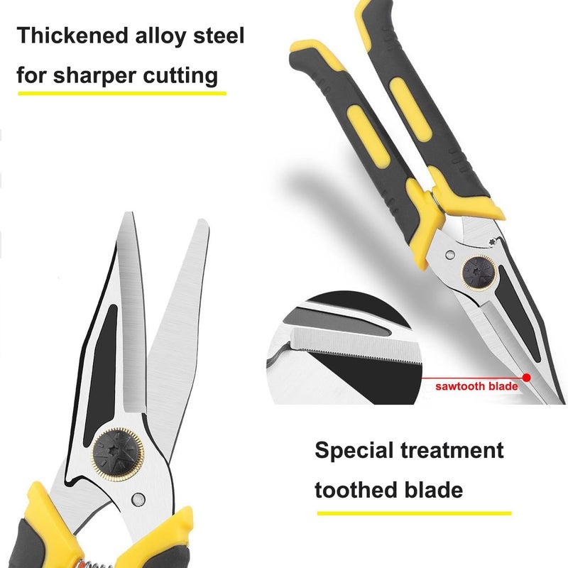 TOOLMAK 9 Inch Aviation Tin Snips Heavy Duty Shears Straight Metal Cutter with Comfort Grip and Stainless Steel Blades Multifunction Cutting of Cable Wires,Thin Iron,Cardboard etc - Image 4